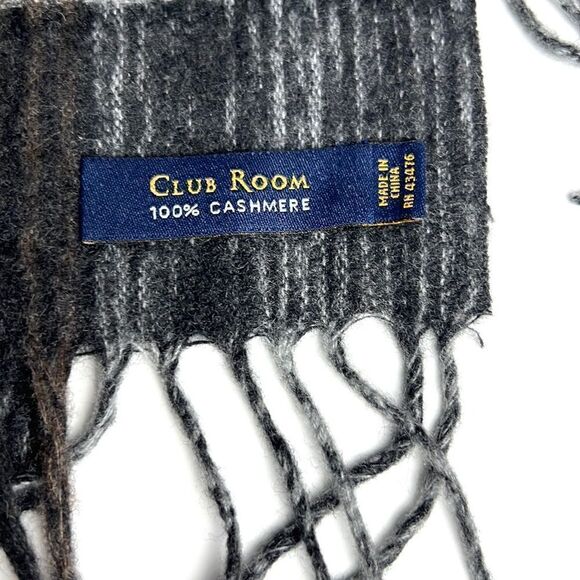 NWOT Club Room 100% Cashmere Plaid Gray Scarf 11,5x66 - Picture 7 of 7